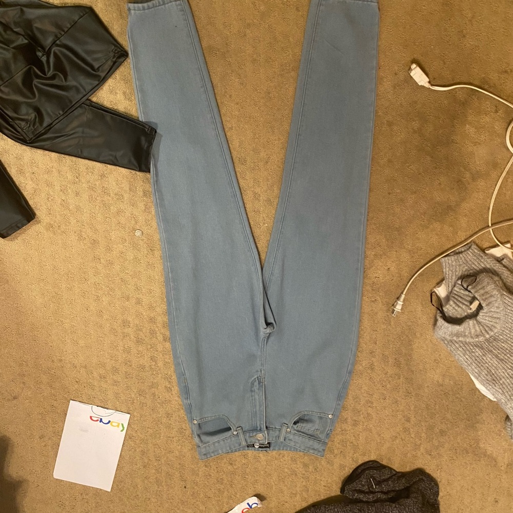 Boohoo High Rise Blue Jeans Straight Leg